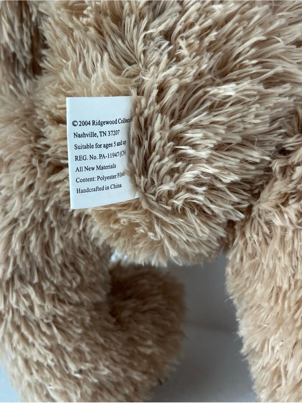 VTG Retired Ridgewood Collectibles-2004-Plush Teddy Bear-Charlie-KU-15”tall